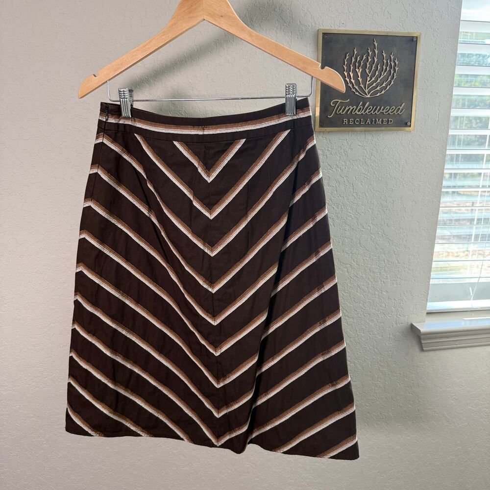 Women's Banana Republic Brown A-Line Skirt‎ with Ribbon Detailing Size 4 - Picture 8 of 10